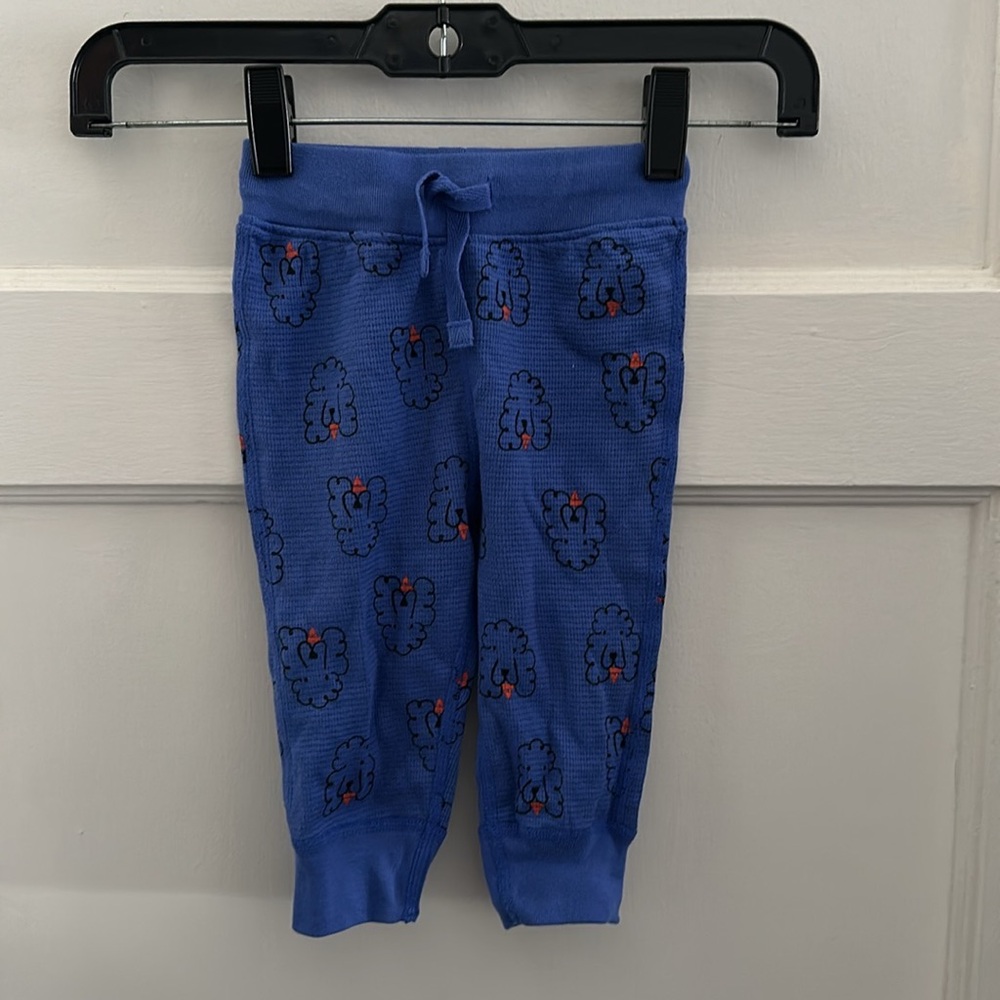 Hanna Andersson Baby Waffle Knit Pants Squiggly Poodle Blue 6-12 Months